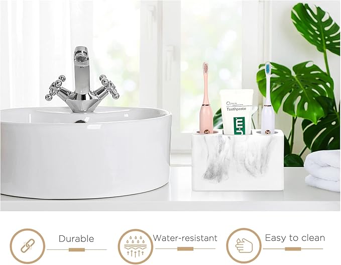Luxspire Toothbrush Holder, 3 Slots Electric Toothbrush and Toothpaste Holder - Image 3