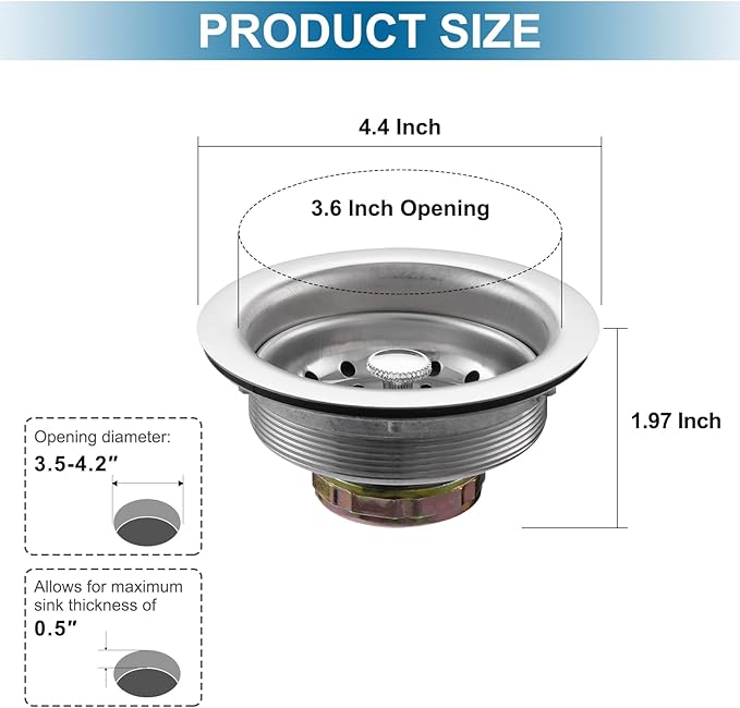 ZM Kitchen Sink Stainless Steel Basket Strainer - Image 6