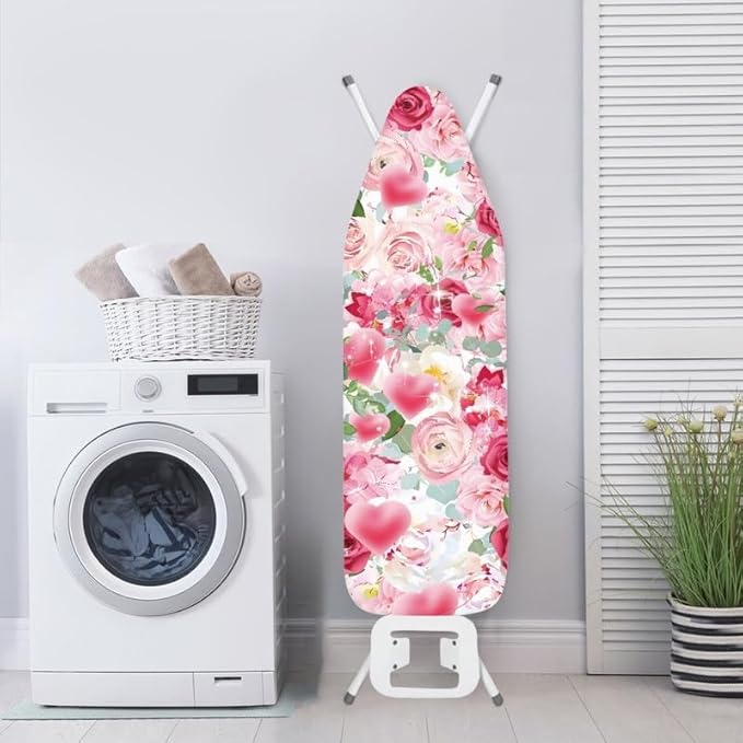 Pink Rose Flower Ironing Board Cover Watercolor Valentine's Day Roses 15x 54 - Image 4