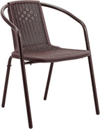 VINGLI PE Rattan Outdoor Dining Chairs Set of 1, Plastic Stackable Patio Chairs for Indoor, Porch, Restaurant, Garden, Brown by VINGLI