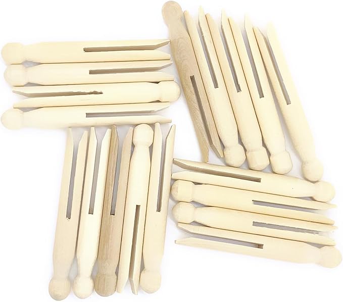 Hanobo 25 Pack Round Wooden Traditional Clothespins - Image 2