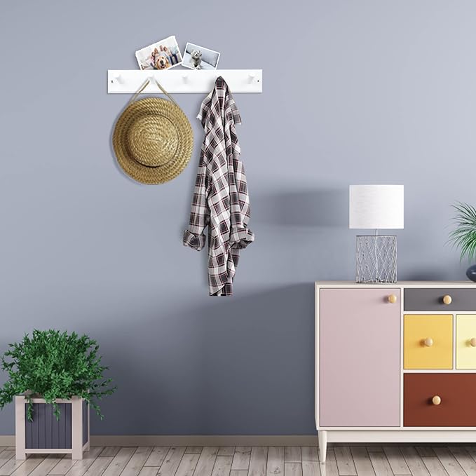 Wooden Coat Rack 2Pcs, 5 Pegs Bamboo Wall Hooks - Image 5