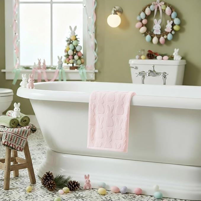 Artoid Mode 1 Pc Pink 3D Rabbit Jacquard Easter Hand Towels - Image 3