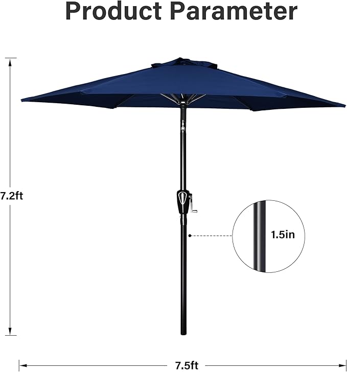 Simple Deluxe 9' Patio Umbrella Outdoor Table Market Yard Umbrella with Push Button Tilt/Crank - Image 4