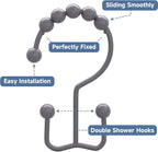 Titanker Shower Curtain Hooks Rings, Rust-Resistant Metal Double Glide Shower - Image 4