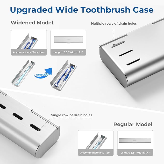 Wider Aluminum Toothbrush Travel Case, Portable Travel Toothbrush Holder - Image 7