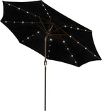 Blissun 9 ft Solar Umbrella, 32 LED Lighted Patio Umbrella, Table Market Umbrella, Outdoor Umbrella for Garden, Deck, Backyard, Pool and Beach (Black) by Blissun