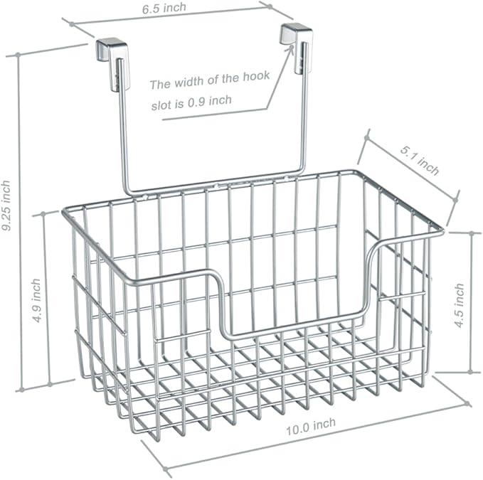 Wire Hanging Storage Basket 2 Packs, Wall Mounted Kitchen Bathroom Storage - Image 2