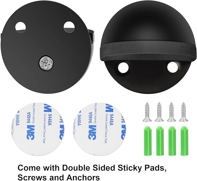 20 Pack Door Stoppers Self Adhesive Floor Mount Door Stop No Drill Black Rubber - Image 4