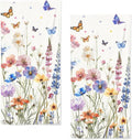 Watercolor Wildflower Floral Hand Towels by qiuhuang