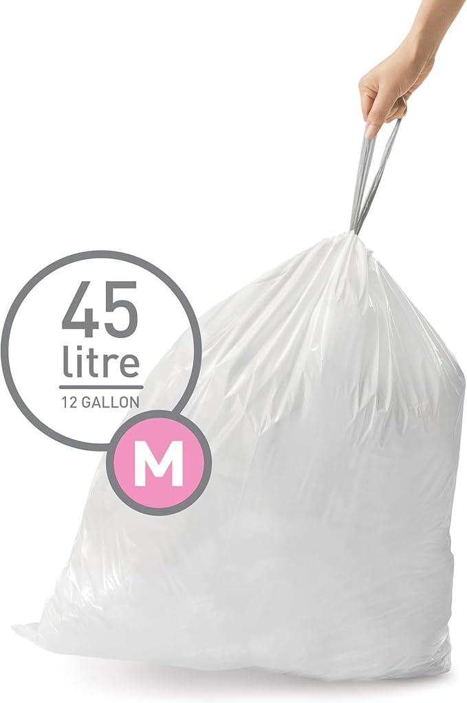 simplehuman Code M 200 Count, Dispenser Pack Custom Fit Liners, Drawstring - Image 5