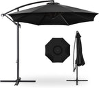 Best Choice Products 10ft Offset Hanging Market Patio Umbrella w/Easy Tilt Adjustment, Polyester Shade, 8 Ribs for Backyard, Poolside, Lawn and Garden - Black by BestChoiceProducts