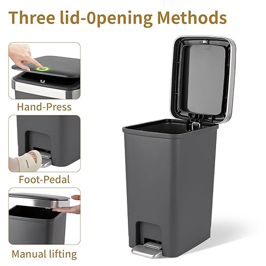 Small Bathroom Trash Can with Lid and 3 Rolls Trash Bags, Step Pedal - Image 2