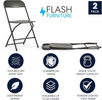 Flash Furniture Hercules Series Plastic Folding Chairs for Parties and Weddings, Stackable Commercial Event Seats with 650-lb. Static Weight Capacity, Set of 2, Black - Image 4