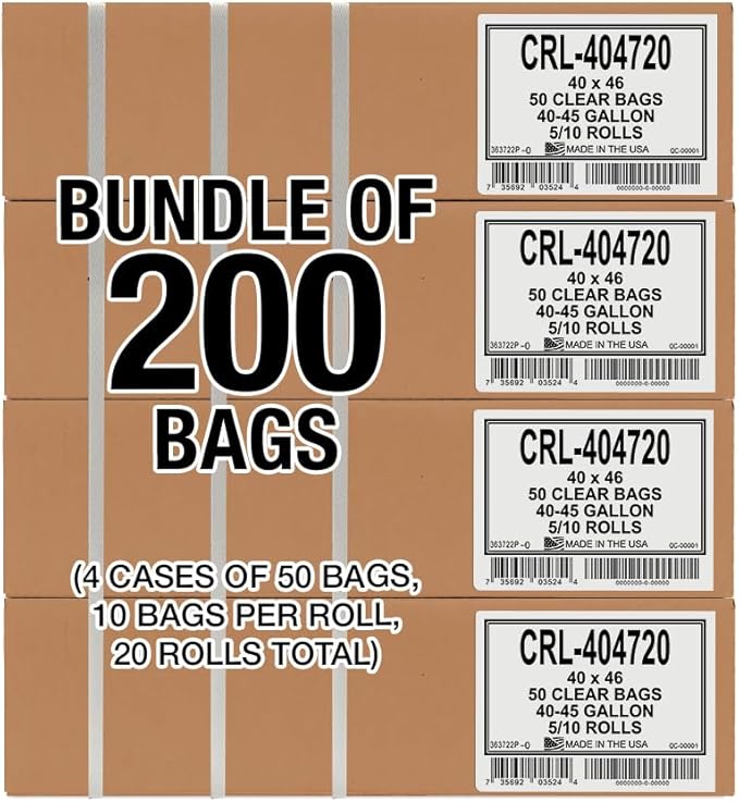 Aluf Plastics 45 Gallon 2.0 MIL Clear Garbage Bags - Image 7
