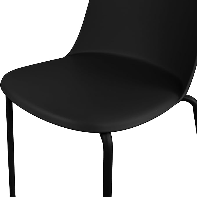 2xhome Modern Stackable Armless Dining Chair, Plastic Shell Seat with Metal Legs for Indoor Outdoor Home Kitchen Patio Cafe, Black - Image 8