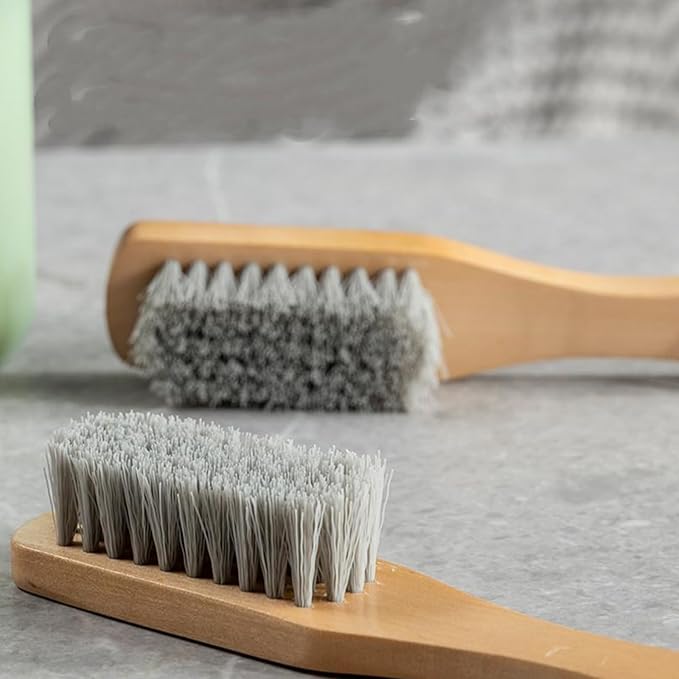 2PCS Wood Laundry Brush, Long Handle Clothing Stain Remover Scrubber, Soft - Image 3