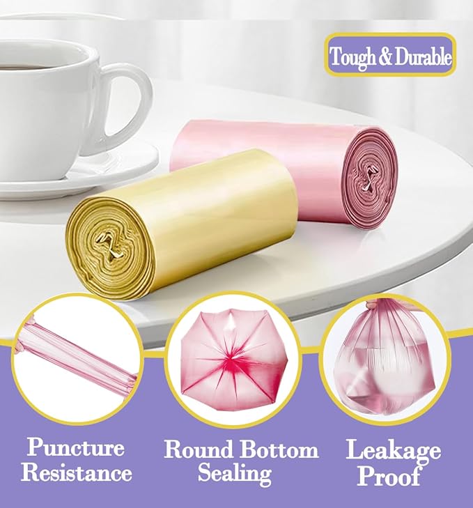 3 Gallon 180pcs Small Pink Trash Bags Plastic Strong Pink Garbage Bags - Image 3