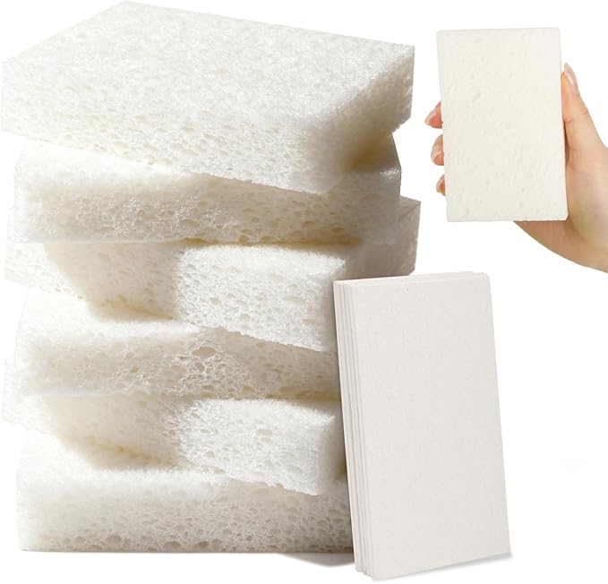 6 Pcs Kitchen Sponges for Dishes Cleaning, Non Scratch for Non Stick Cookware by Mkobon