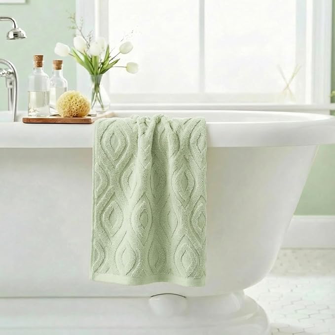 Artoid Mode 1 Pc Light Green 3D Diamond Grid Jacquard Hand Towels - Image 4