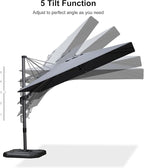 PURPLE LEAF 6.5' X 10' Right-left Tilt Patio Umbrella with Base Outdoor Cantilever Swivel Rectangle Umbrella Aluminum Offset Umbrella with 360-degree Rotation for Garden Deck Pool Patio Grey - Image 8
