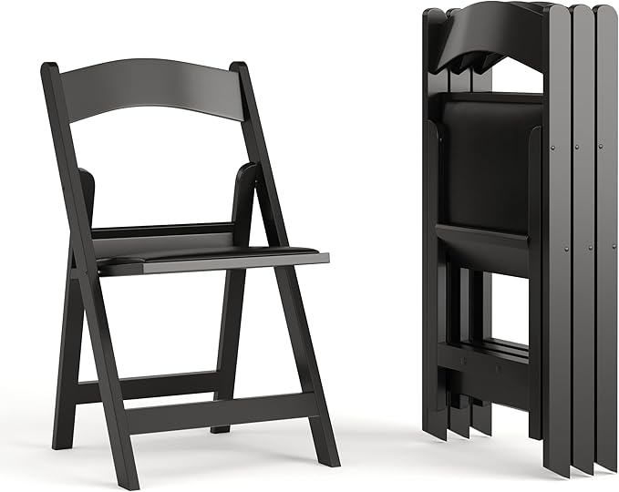Flash Furniture Hercules Series Folding Chairs for Weddings and Formal Events, Stackable Commercial Event Seats with 1,000-lb. Static Weight Capacity, Set of 4, Black by FlashFurniture