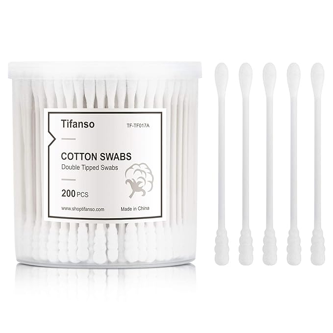 tifanso 200 Count Cotton Swabs, Natural Double Tipped Cotton Buds, Cruelty-Free by tifanso