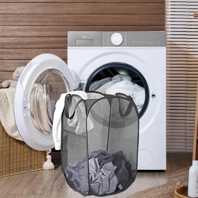 2 Pack Pop Up Laundry Hampers, Collapsible Mesh Laundry Basket, Foldable - Image 5