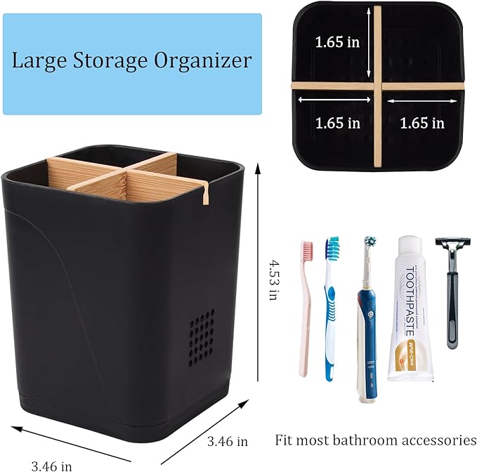 Toothbrush Holders Drainage for Bathrooms, 4 Slots Tooth Brushing Holder - Image 5