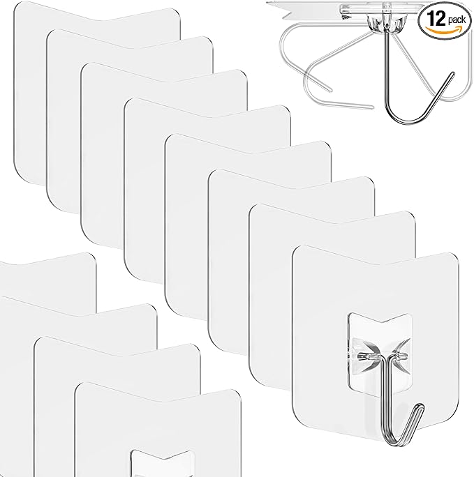Heavy Duty Adhesive Hooks 12 Pack by Unknown
