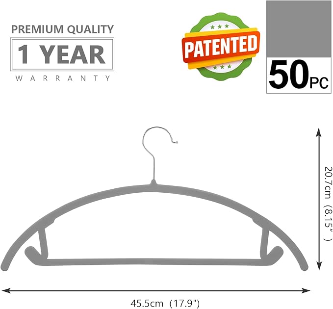 MIZGI Premium Velvet Hangers 50 Pack Heavyduty- Non Slip No Shoulder Bump Suit - Image 2