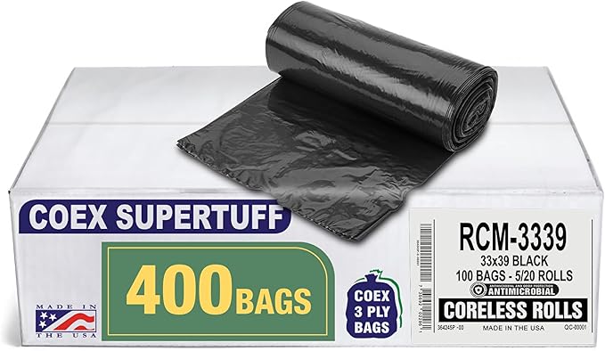 Aluf Plastics - Thick Trash Bags, 33 Gallon, 1.25 Mil by AlufPlastics
