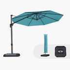 PURPLE LEAF 10 Feet Patio Umbrella with Base and Cover Round Outdoor Cantilever Umbrella Aluminum Offset Umbrella with 360-degree Rotation for Garden Deck Pool Patio Turquoise Blue by PURPLELEAF