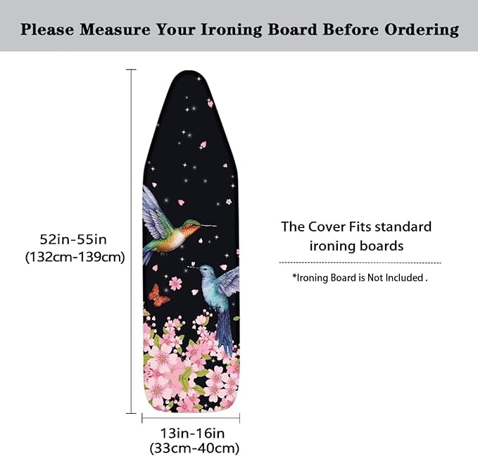 Hummingbird Ironing Board Cover 15x54 Inch Standard Size Ironing Board Covers - Image 5