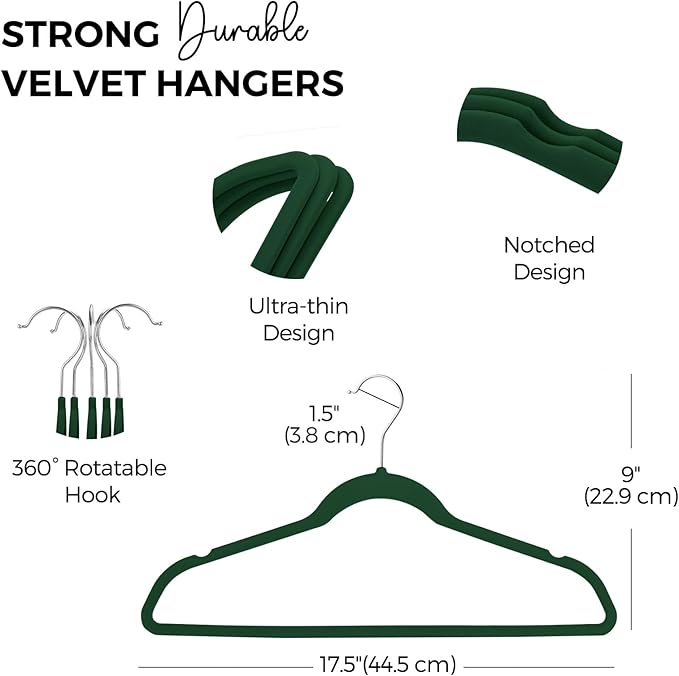 HOUSE DAY Premium Velvet Hangers 50 Pack, Non-Slip Flocked Felt Hangers - Image 5