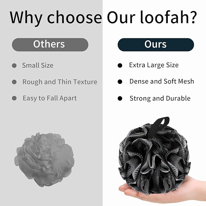 Bath Loofah Shower Sponge Body Back Scrubber Soft Mesh Shower Puffs Exfoliating - Image 3