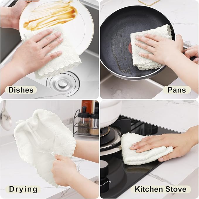 Homaxy 24 Pack Kitchen Dish Cloths, Super Soft and Absorbent Coral Velvet Dish - Image 4