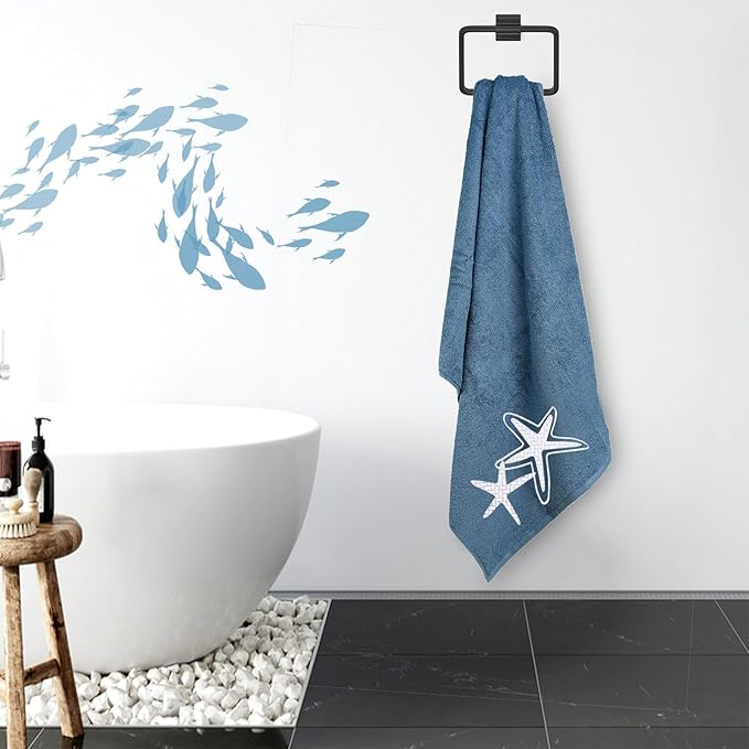 3Pcs Nautical Hand Towels Cotton Embroidered Bathroom Towels Anchor Starfish - Image 7