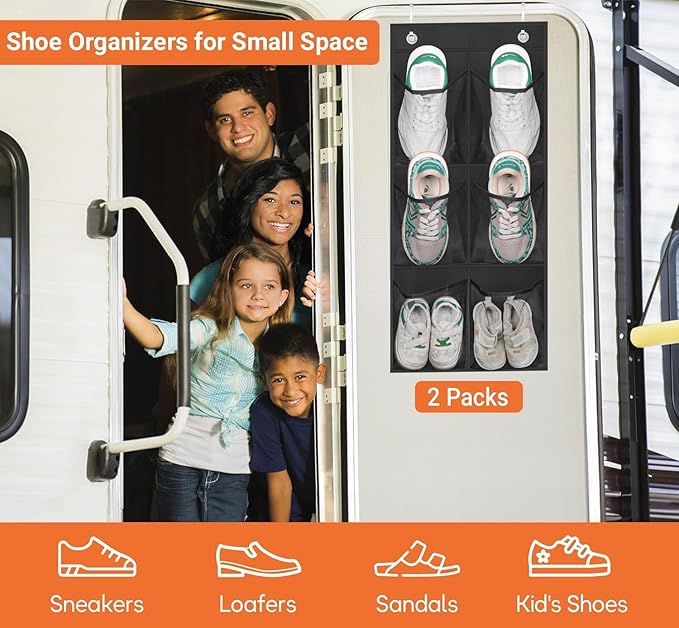 KIMBORA 2 Packs Narrow Over the Door/Wall Shoe Organizer, Small Hanging Shoe - Image 2