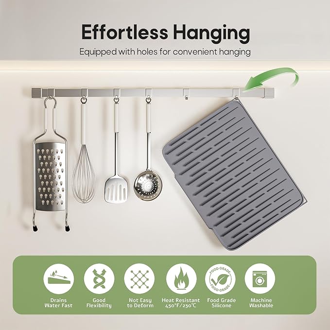 Silicone Dish Drying Mat for Kitchen Counter – Non-Slip Drain Pad - Image 5
