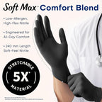 Medical Soft Max™ Black Nitrile Disposable Gloves, Latex-Free & Powder-Free - Image 3