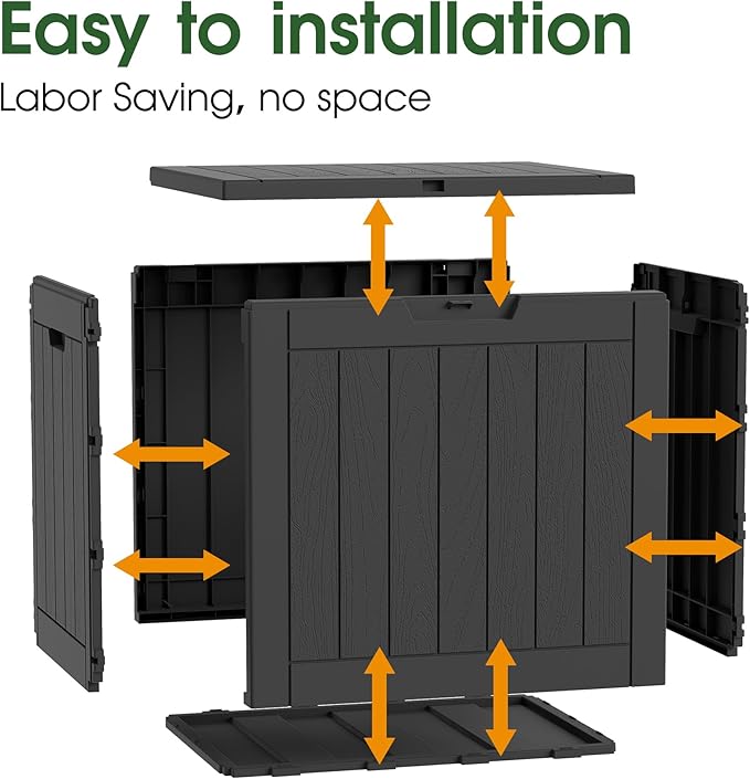 Outdoor Storage Box, Resin Deck Boxes Indoor and outdoor, Waterproof Storage Box Lockable Lid (Black,35 Gallon-2Pack) - Image 6