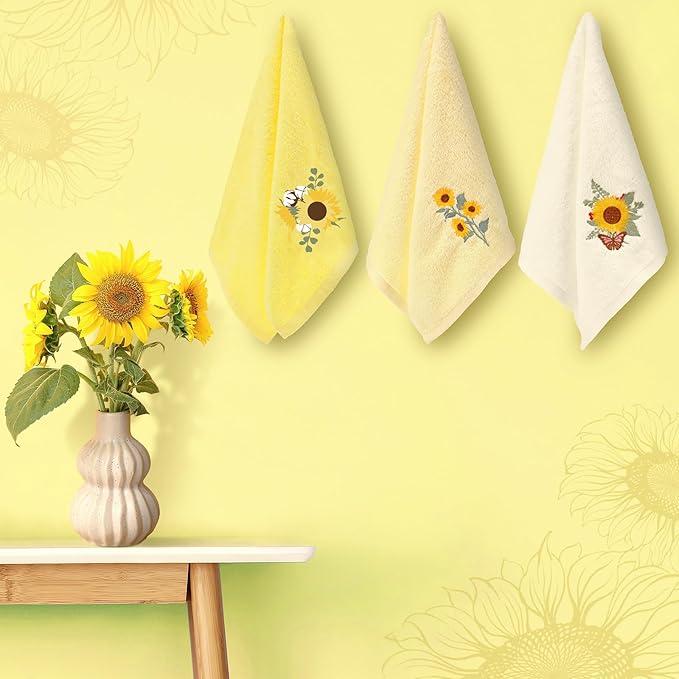 Sunflower Hand Towels Farmhouse Yellow Sunflower Bathroom Decor 14x29 Inch - Image 4