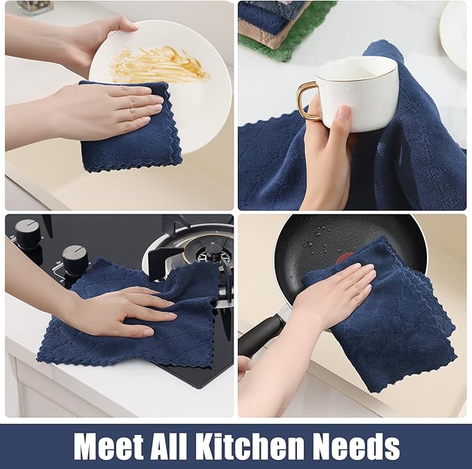 Homaxy Kitchen Towels and Dishcloths Set, 10 x 10 and 13 x 19 Inches, No Lint - Image 5