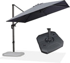PURPLE LEAF 9 Feet Patio Umbrella with Base Outdoor Cantilever Square Umbrella Aluminum Offset Umbrella with 360-degree Rotation for Garden Deck Pool Patio, Grey by PURPLELEAF