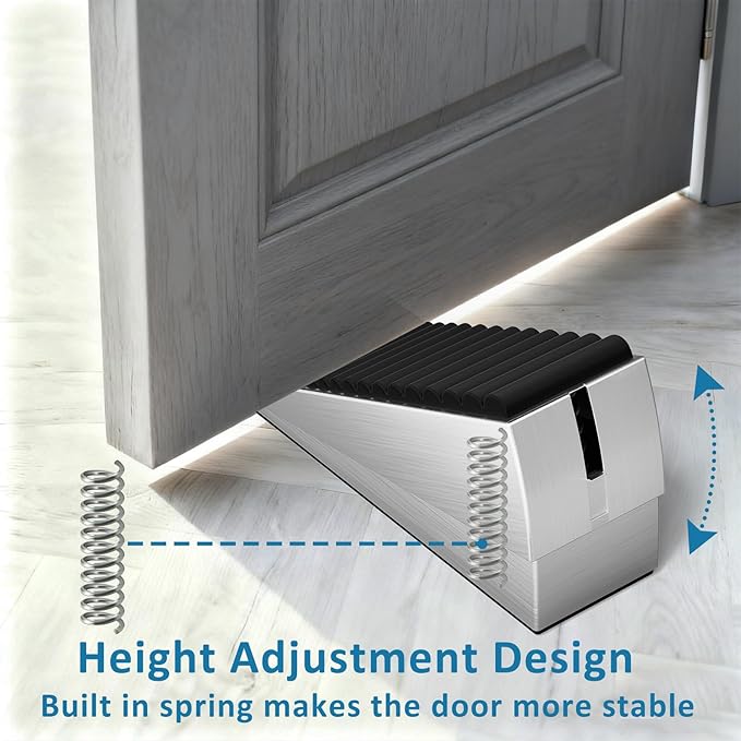 Heavy Duty Door Stopper, Adjustable Spring Large Stopper, 3 Inches High Tall - Image 2