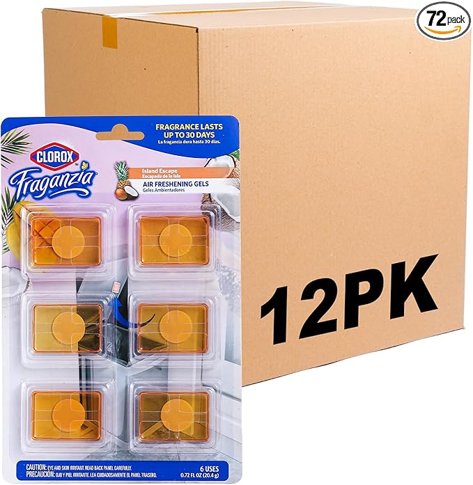 Clorox Fraganzia Stick-On Gel Fresheners, Island Escape Trash Can Deodorizer Up by Clorox