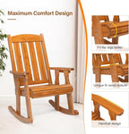 VINGLI Outdoor Rocking Chair Set of 2, Heavy Duty 600 LBS Wooden Rocking Chair with Comfortable Backrest, Weatherproof Rocker with Ergonomic Design, Suit for Patio, Garden, Yard, Teak - Image 6