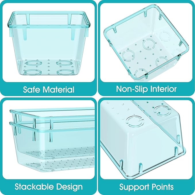 7 PCS Clear Plastic Drawer Organizers Set, 4 Size Desk Drawer Organizer Trays - Image 3