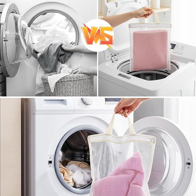 4Pcs Small Mesh Laundry Bags for Delicates Hanging Mini 12 x 10 Inches Durable - Image 5